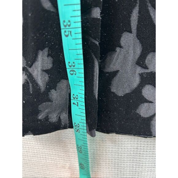 Calvin Klein Women’s 16W Black Floral Burnout Velvet Long Sleeve A-Line Dress - Picture 3 of 12